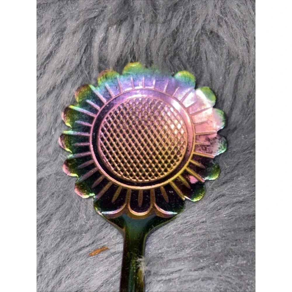 5 Pieces Rainbow Stainless Steel Flower Spoon Tea Dessert Spoons Small Utensils